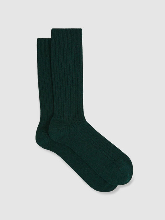 Ribbed Socks With Wool And Cashmere Forest Green | Mens
