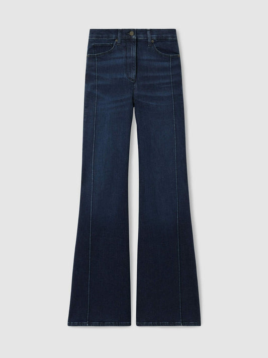 Petite Stretch-Cotton Wide-Leg Jeans Dark Blue | Womens
