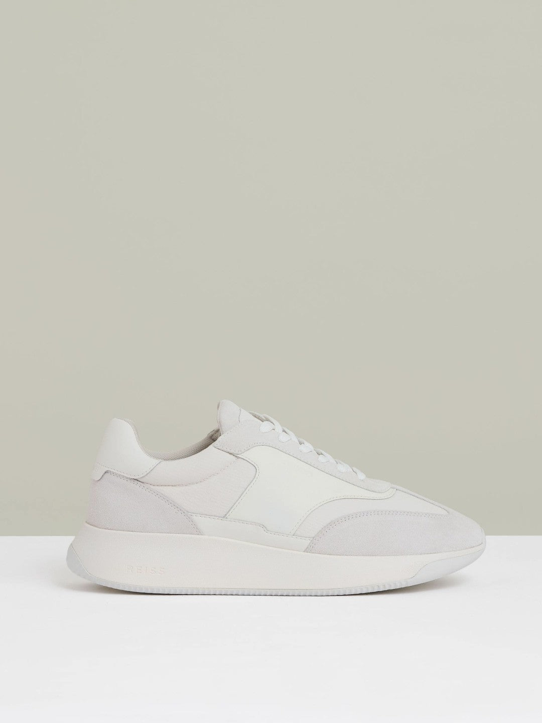 Leather Suede Running Trainers White | Mens