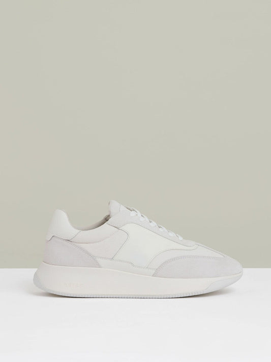 Leather Suede Running Trainers White | Mens