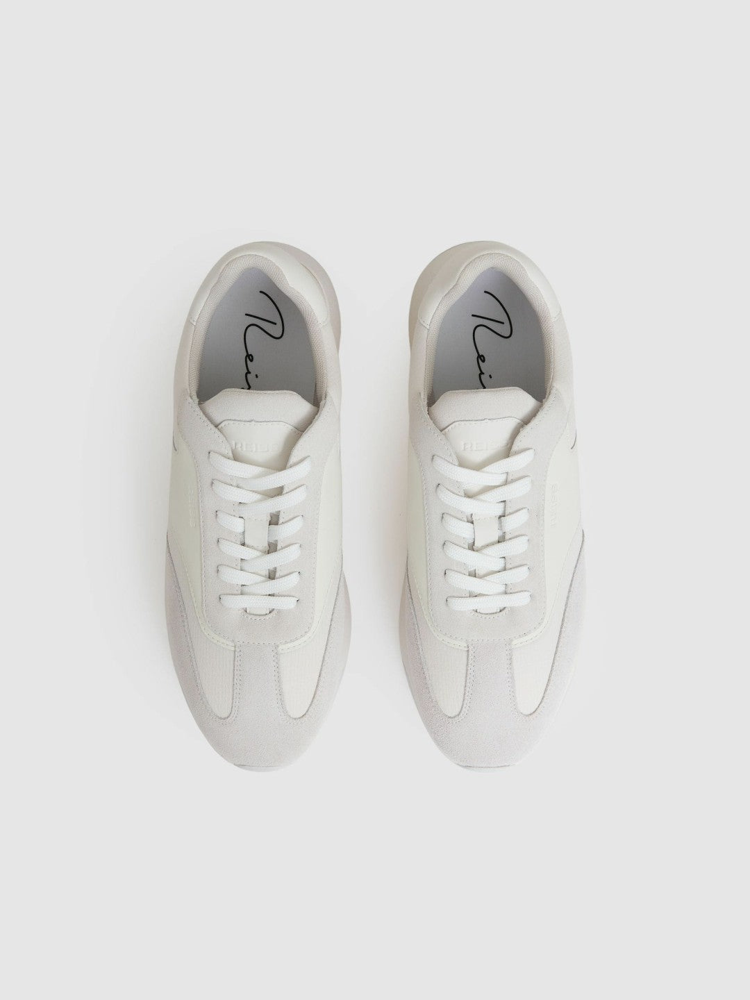Leather Suede Running Trainers White | Mens