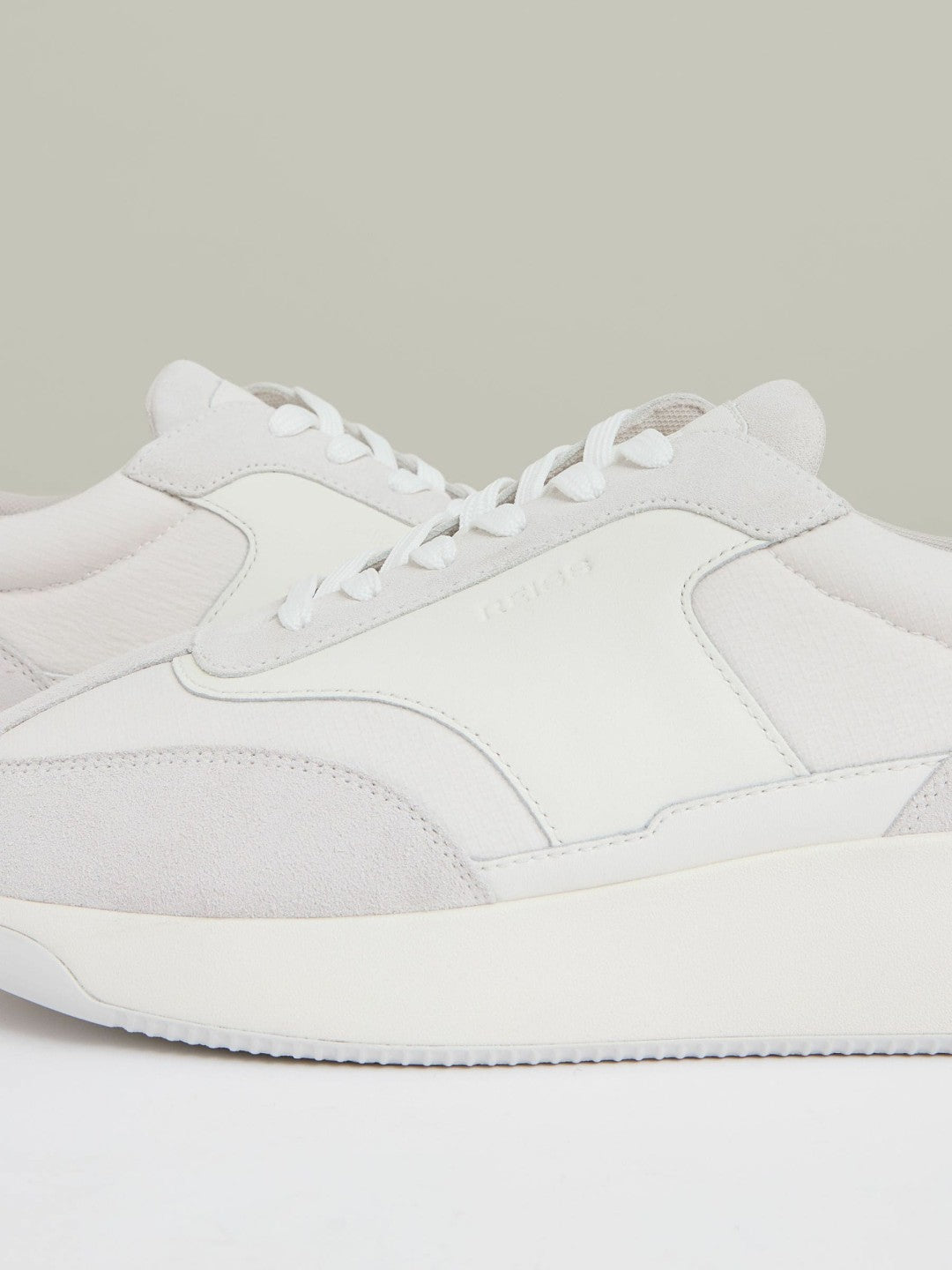 Leather Suede Running Trainers White | Mens