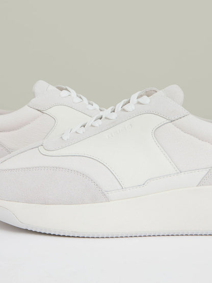 Leather Suede Running Trainers White | Mens