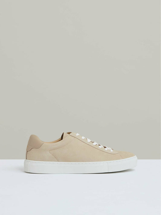 Nubuck Leather Low-Top Trainers Ecru | Mens