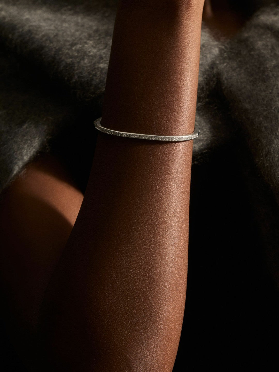 Hinged Crystal Cuff Silver | Womens