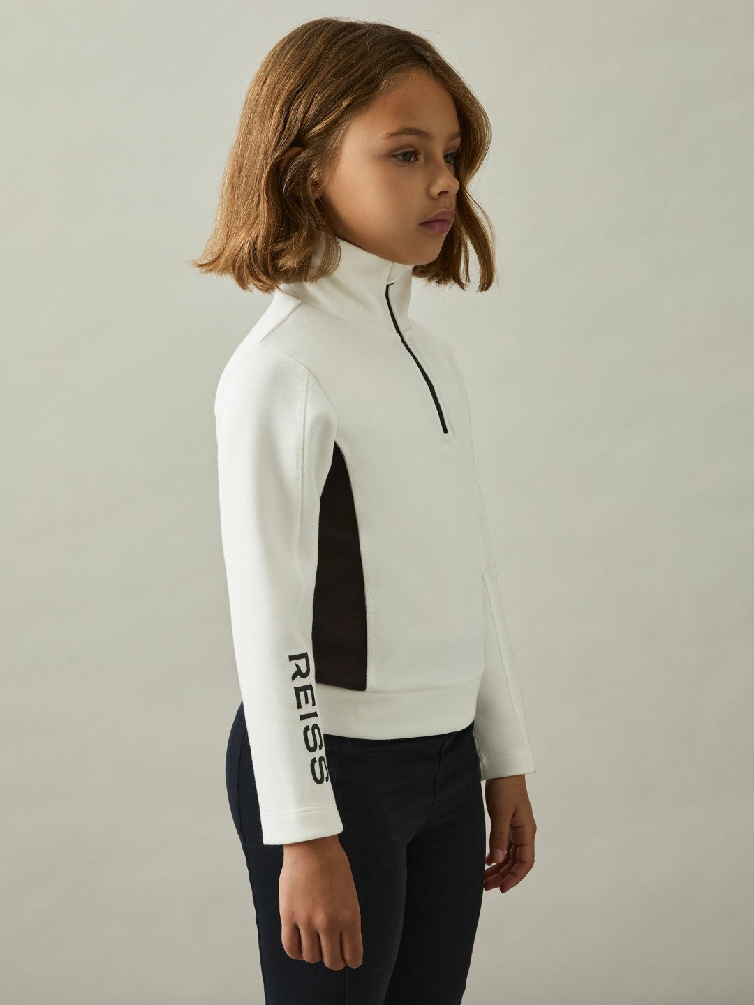 13-14 yrs Funnel-Neck Base-Layer Top White/Black | Children