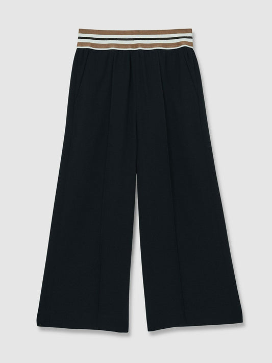 9-13 yrs Stripe-Waistband Wide-Leg Trousers Navy | Children