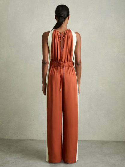Colour-Block Rope-Cord Jumpsuit Orange | Womens