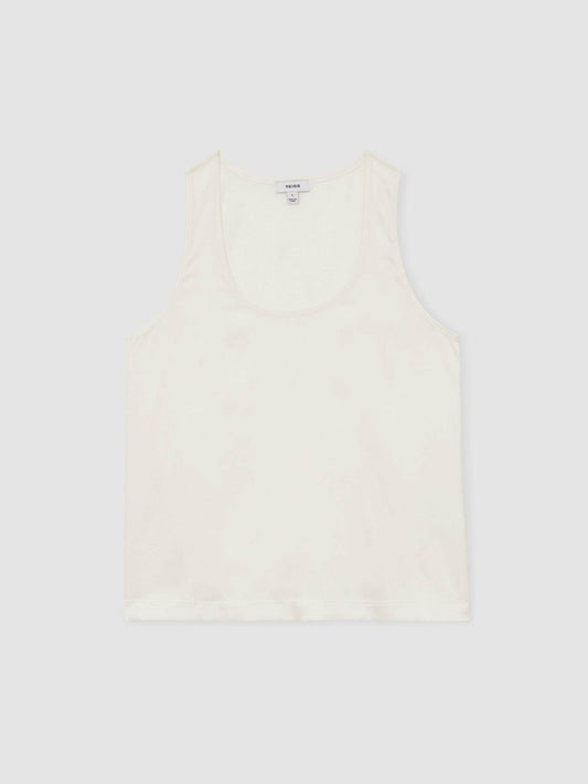 Silk-Front Cami Top White | Womens