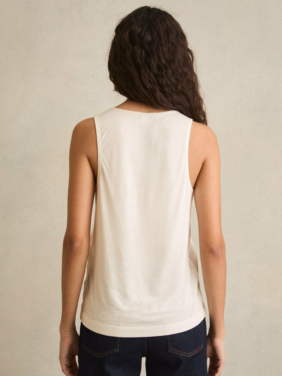 Silk-Front Cami Top White | Womens