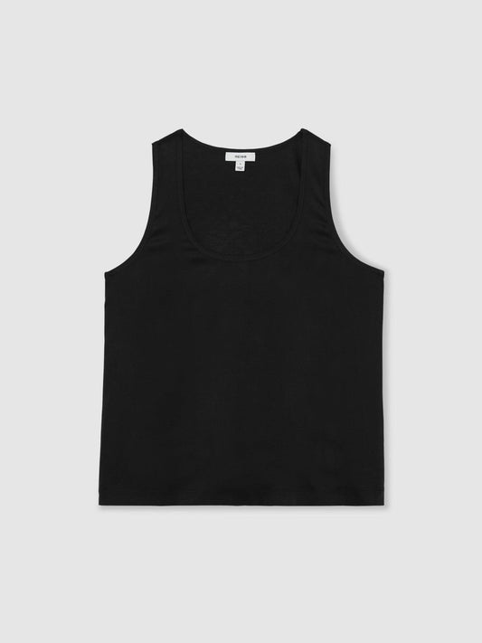 Silk-Front Cami Top Black | Womens
