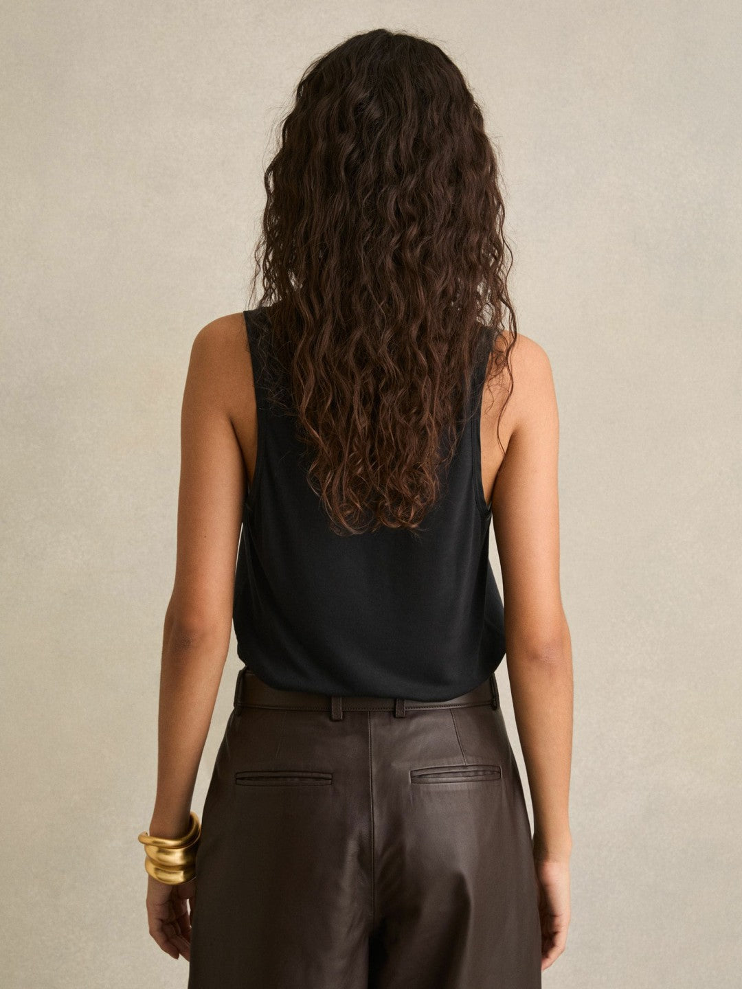 Silk-Front Cami Top Black | Womens