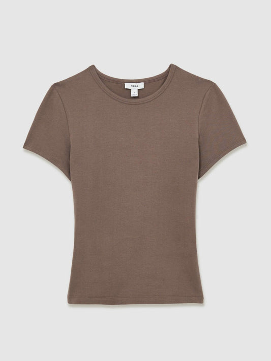 Stretch-Cotton Crew-Neck T-Shirt Mink | Womens