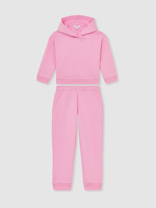 13-14 yrs Cotton-Blend Hoodie And Joggers Set Bright Pink | Children