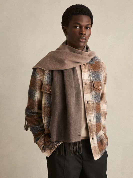 Wool and Cashmere Scarf Taupe | Mens