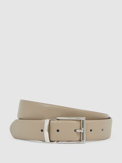 Leather Reversible Belt Stone/Dark Brown | Mens