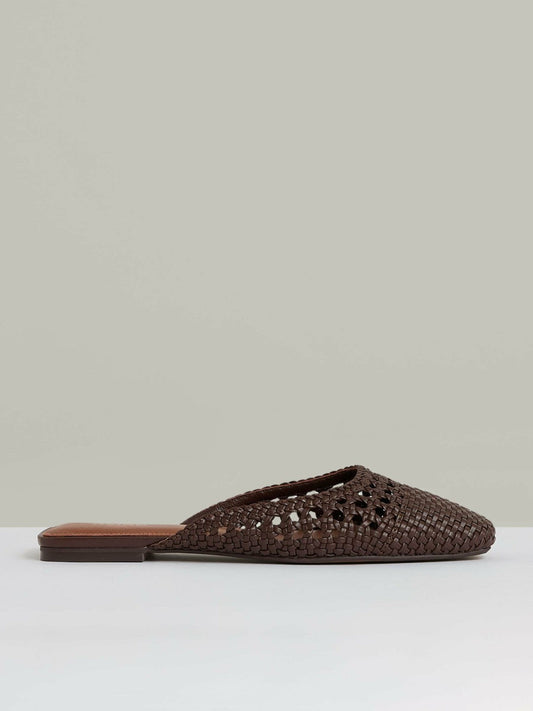Woven Slip-On Mules Chocolate | Womens