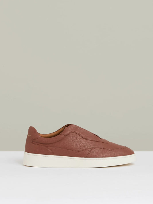 Leather Elasticated-Lace Trainers Terracotta Brown | Mens