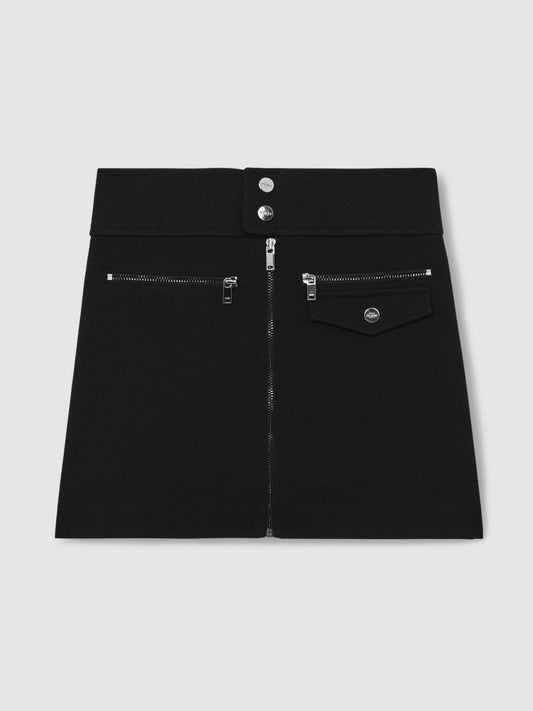 13-14 yrs Piqué Zip-Detail Mini Skirt Black | Children