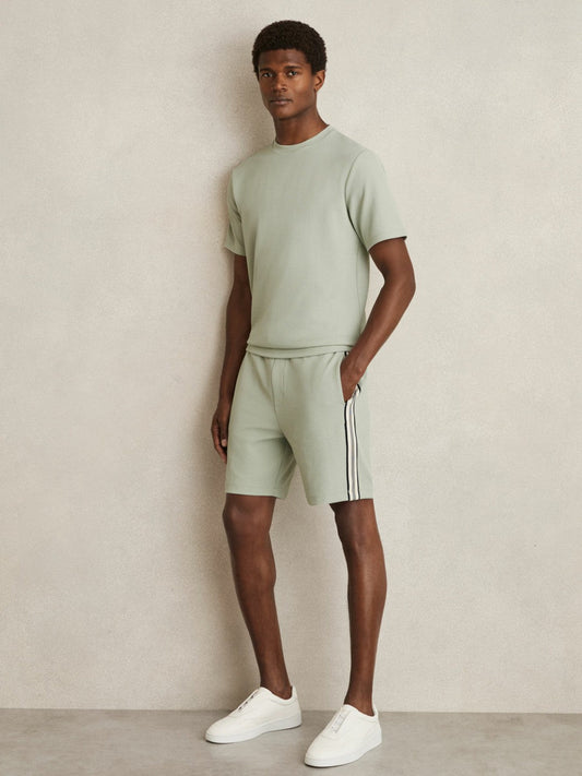 Textured Crew-Neck T-Shirt Sage Green | Mens