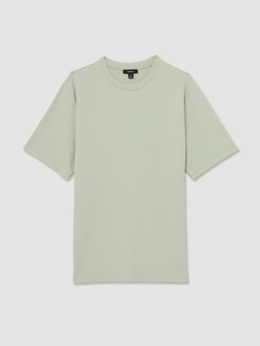 Textured Crew-Neck T-Shirt Sage Green | Mens