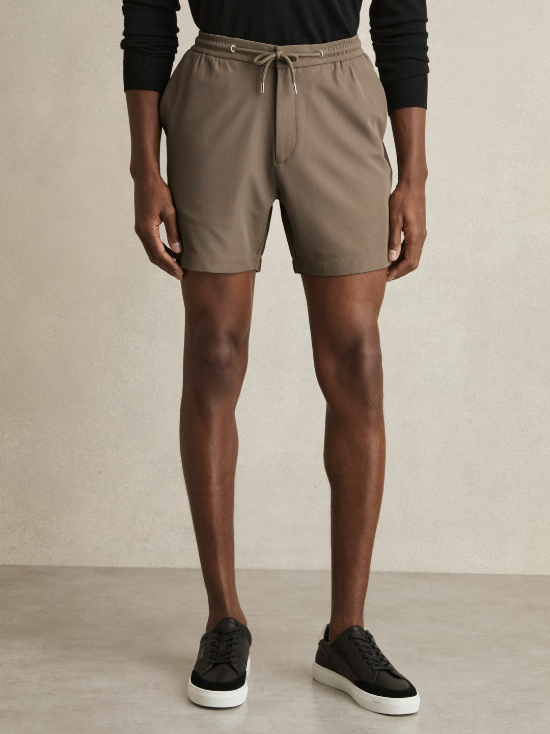 Textured Drawstring Shorts Mocha Brown | Mens