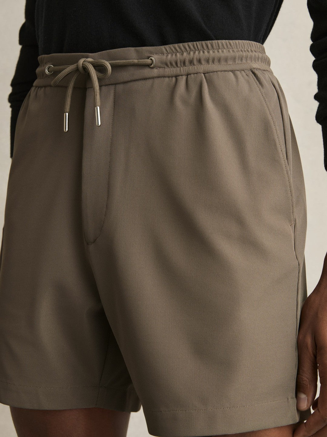 Textured Drawstring Shorts Mocha Brown | Mens