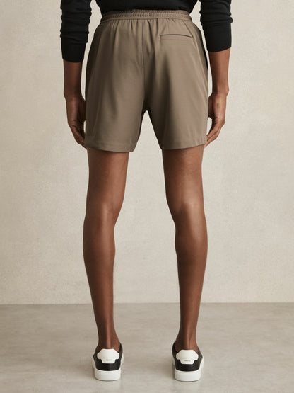 Textured Drawstring Shorts Mocha Brown | Mens