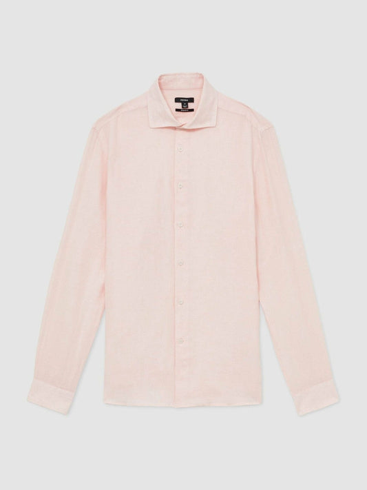 Linen Button-Through Shirt Prep Pink | Mens