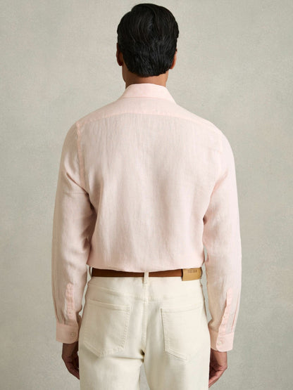 Linen Button-Through Shirt Prep Pink | Mens