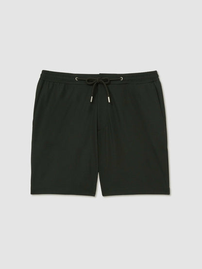 Textured Drawstring Shorts Dark Green | Mens