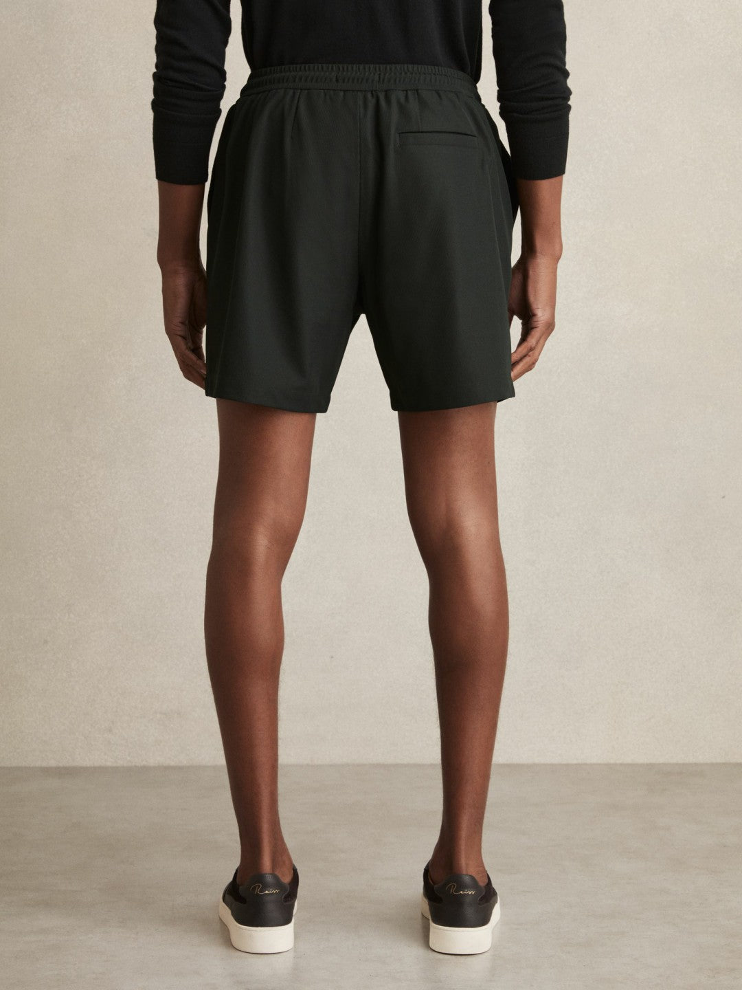 Textured Drawstring Shorts Dark Green | Mens