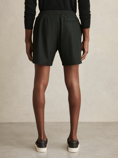 Textured Drawstring Shorts Dark Green | Mens