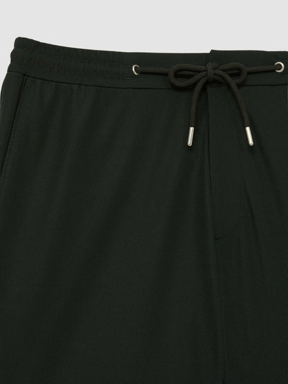 Textured Drawstring Shorts Dark Green | Mens
