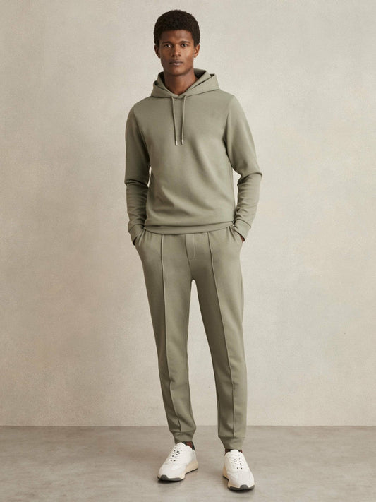 Interlock Jersey Drawstring Hoodie Sage | Mens