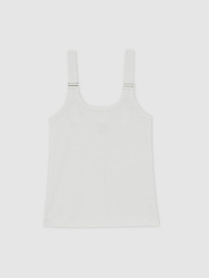 Stretch-Cotton D-Ring Strap Vest White | Womens