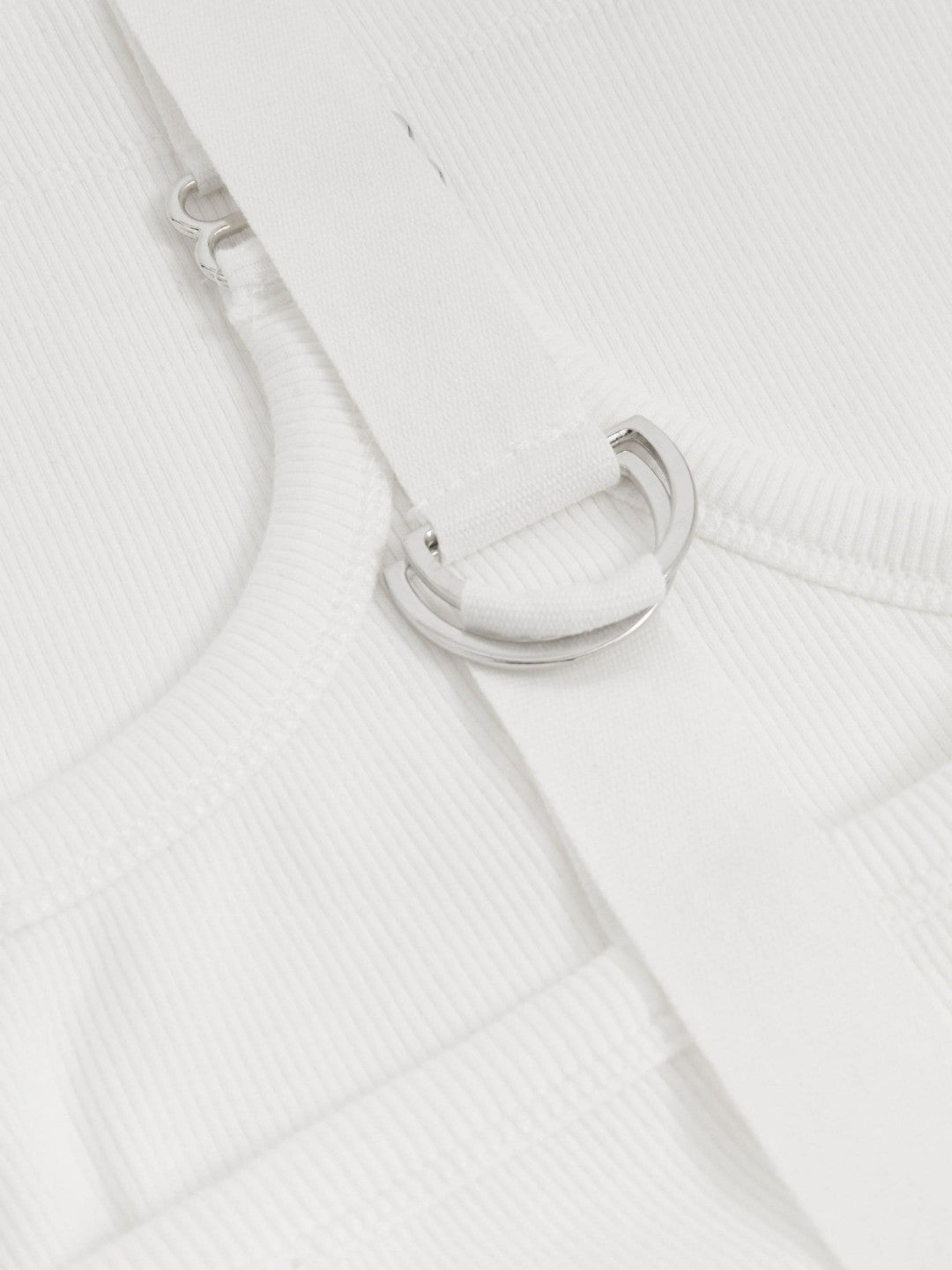 Stretch-Cotton D-Ring Strap Vest White | Womens