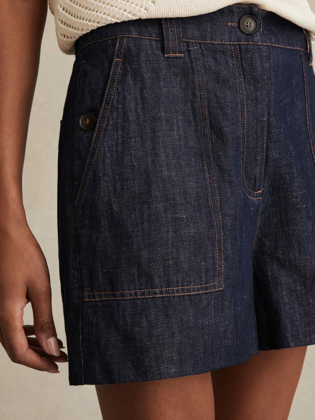 Linen Shorts Indigo | Womens