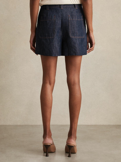 Linen Shorts Indigo | Womens