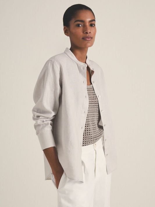 | Les 100 Ciels Linen Shirt Soft Grey | Womens