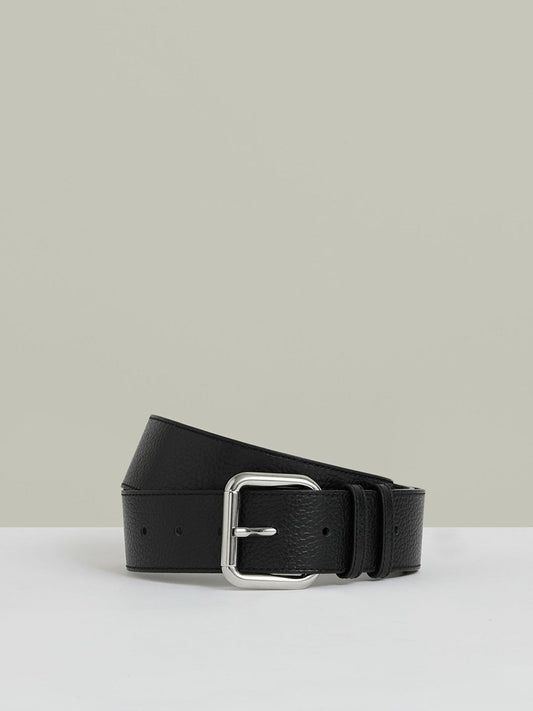 Leather Square Roller Buckle Belt Black | Womens