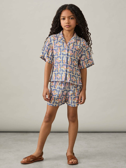 13-14 yrs Geometric Chain Print Shorts Multi | Children