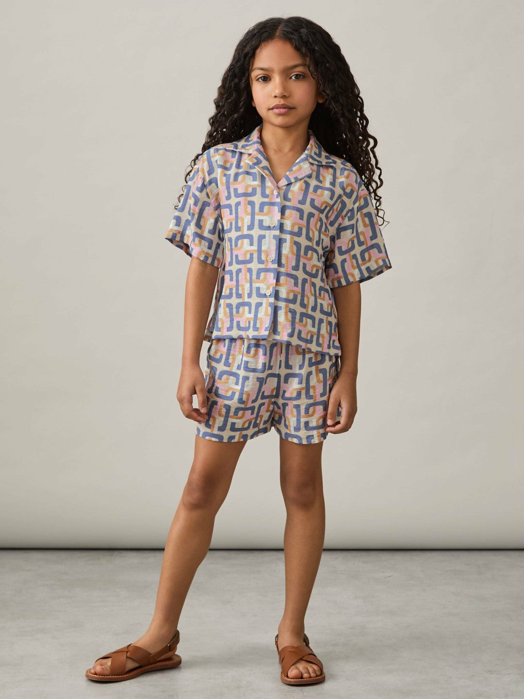 13-14 yrs Geometric Chain Print Shorts Multi | Children