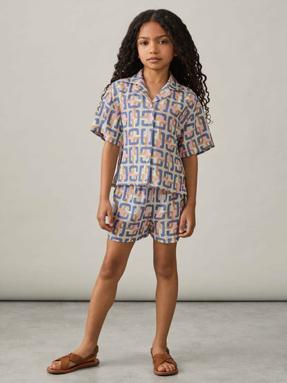 13-14 yrs Geometric Chain Print Shorts Multi | Children