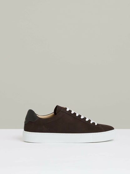 Nubuck-Leather Low-Top Trainers Dark Chocolate Brown | Mens