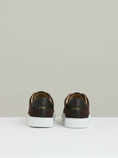Nubuck-Leather Low-Top Trainers Dark Chocolate Brown | Mens
