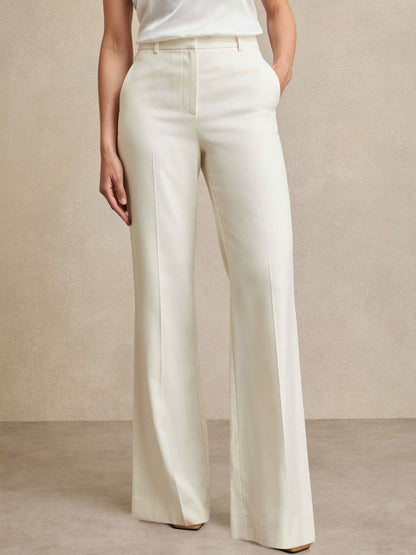 Wide Leg Tailored Trousers Cream | Womens