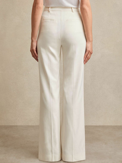 Wide Leg Tailored Trousers Cream | Womens