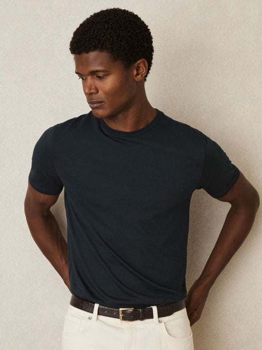 Cotton-Jersey Crew-Neck T-shirts 3 Pack Navy | Mens