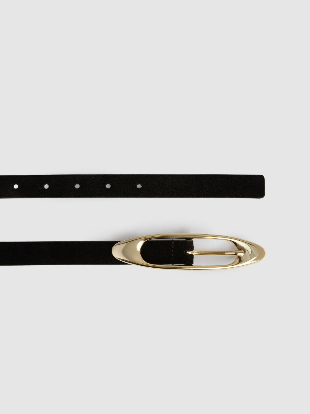Leather Oval-Buckle Belt Black | Womens